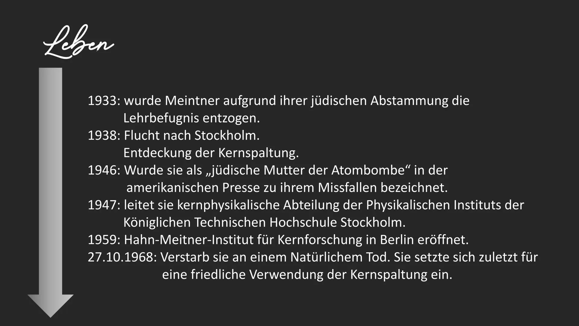 Lise Meitner.

- # Gliederung

- Kindheit
- Leben
- Entdeckung der Kernspaltung
- Nobelpreis
- Persönlichkeit # Kindheit

• 7. oder 17.Novem