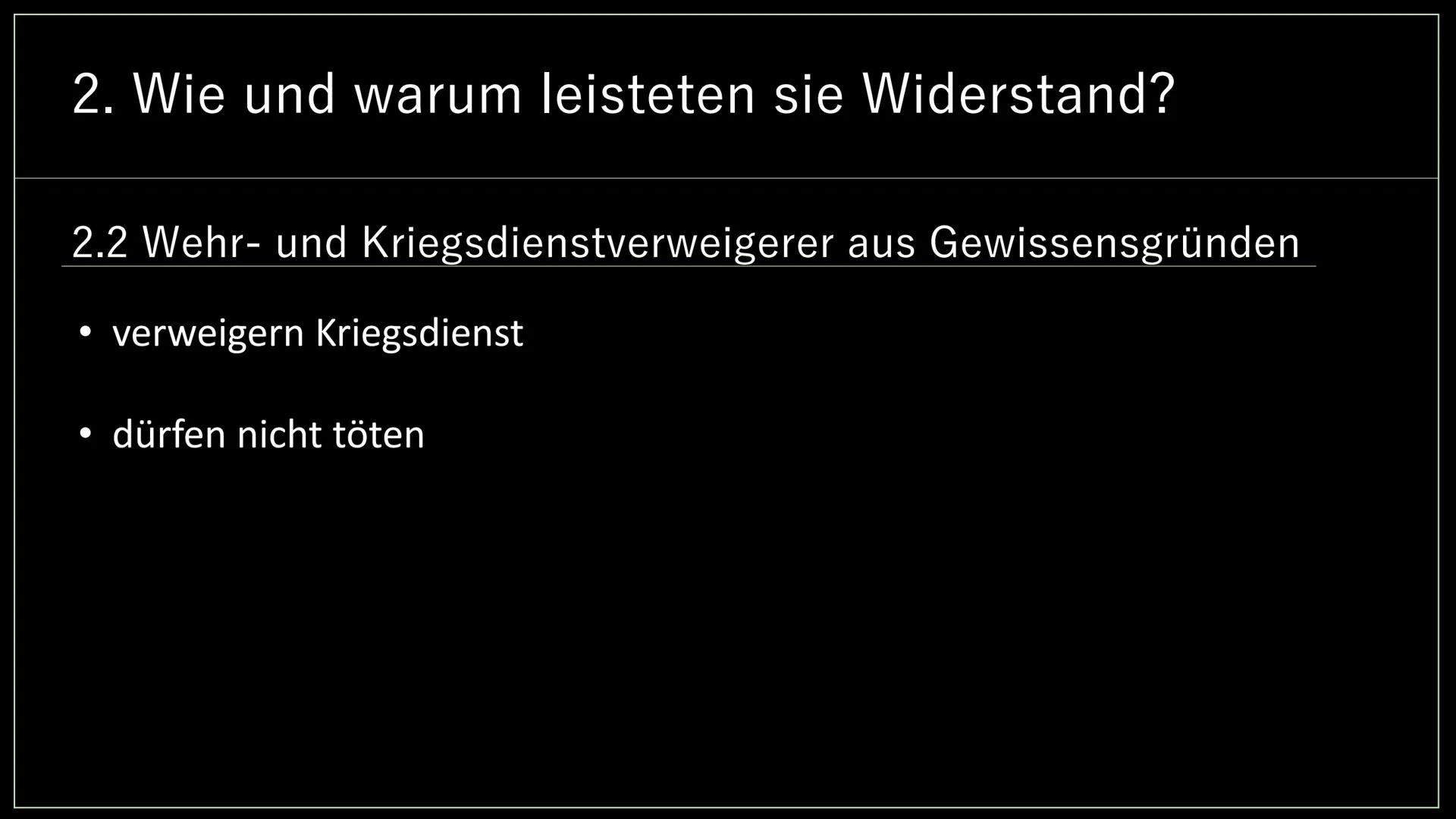 Widerstand der
Zeugen Jehovas
in der NS-Zeit
Von Anastasia und Noemi
TRES Inhalt
1. Was sind Zeugen Jehovas?
1.1 Missionierung der Zeugen Je
