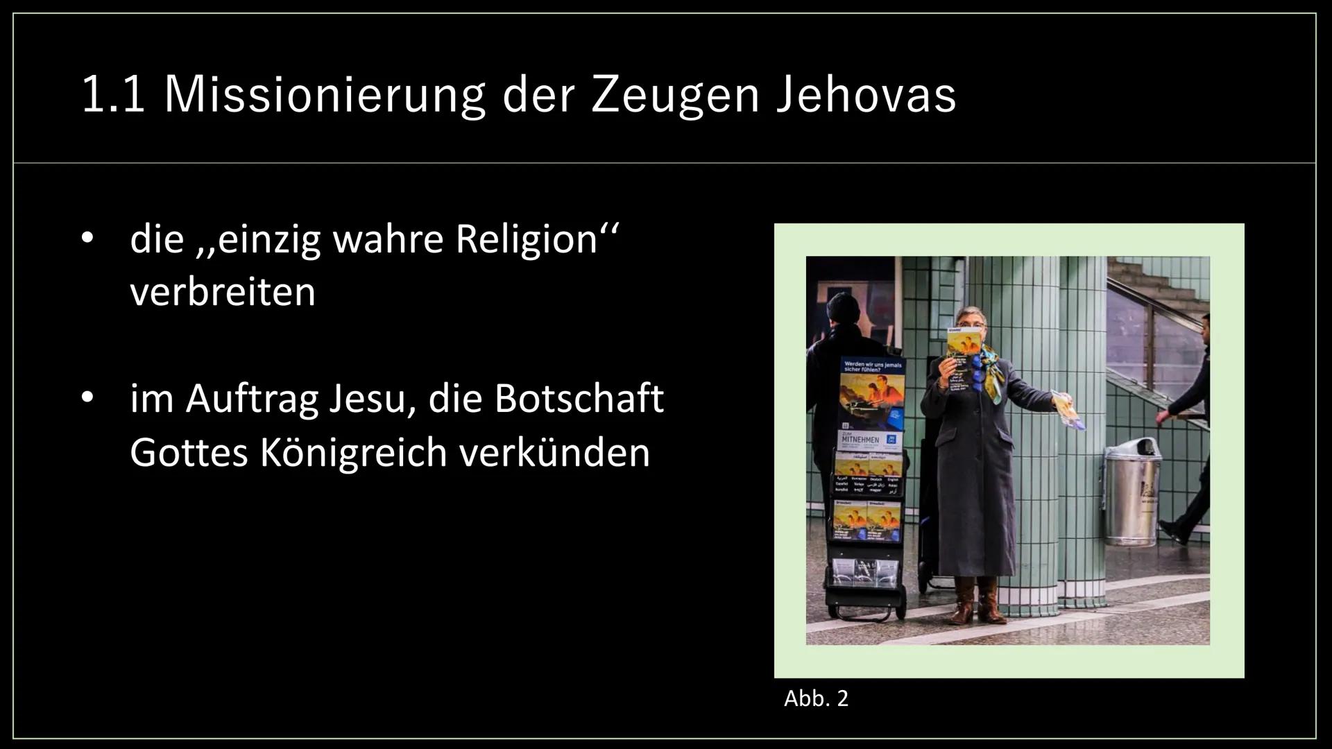 Widerstand der
Zeugen Jehovas
in der NS-Zeit
Von Anastasia und Noemi
TRES Inhalt
1. Was sind Zeugen Jehovas?
1.1 Missionierung der Zeugen Je