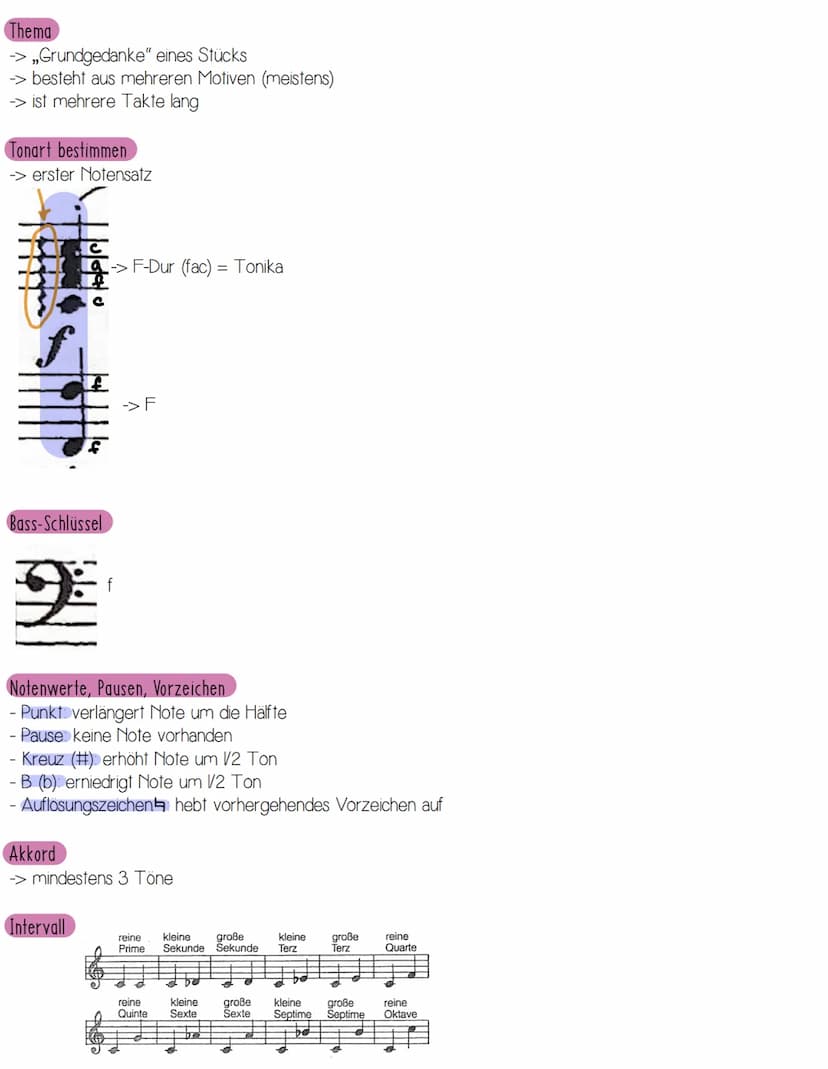 MUSIKANALYSE
Wichtige musikalische Parameter
Takt/ Metrum (→> Taktart)
-
→> gerade Taktarten zB. 4/4-Takt
-> Dreier-Taktarten zB. 3/4-Takt (
