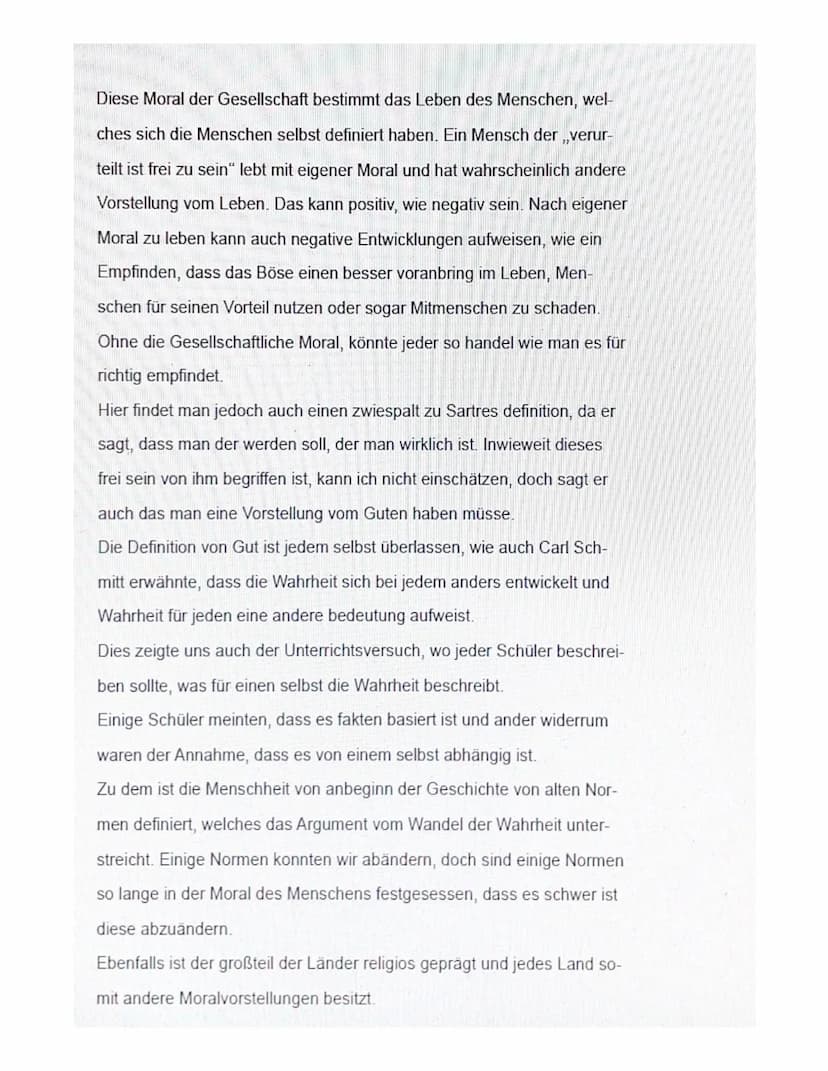 Felia Eroglu 13c
Aufgabe: 1. Erkläre wir Satre den Menschen der Moder bestimmt! gehe auch
darauf ein, welche Konsequenzen dies hätte, für de