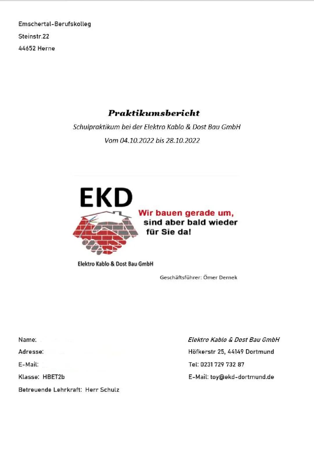 Tolle Vorlagen für Elektro Prüfprotokoll und Praktikumsbericht