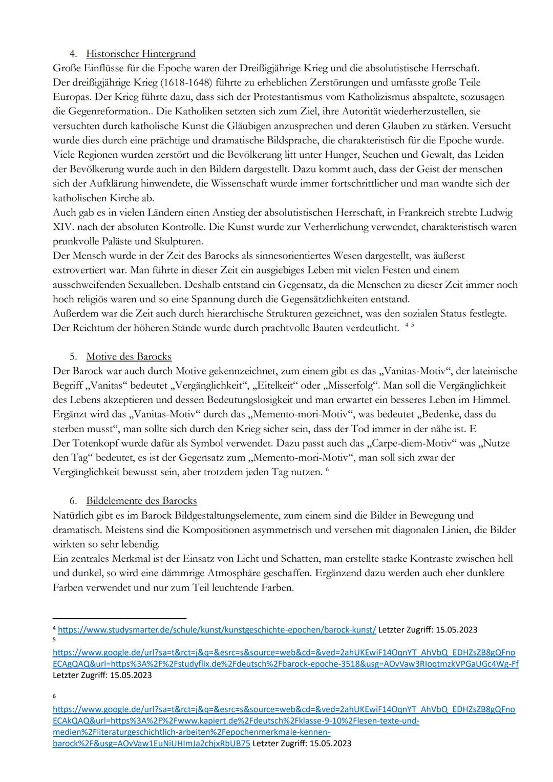 Kunstkurs Q1

Barock Inhaltsverzeichnis

1. Herkunft des Wortes „Barock"
2. Herkunft der Epoche
3. Aufteilung der Epoche
4. Historischer Hin