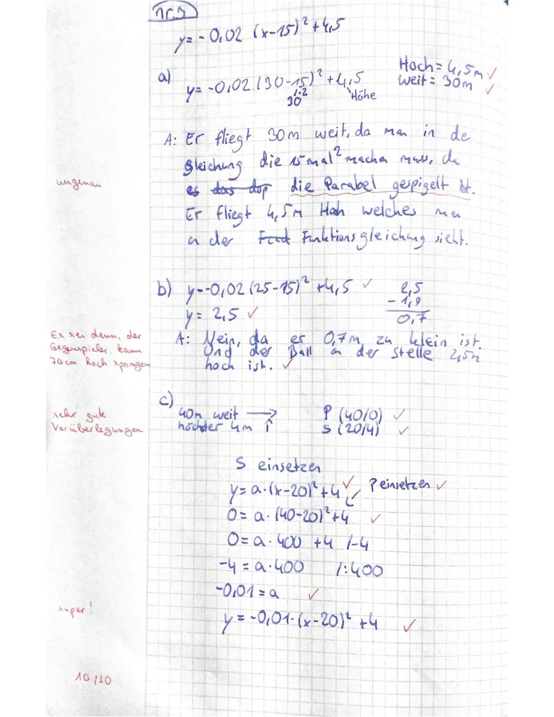 Aufgabe 1: Scheitelpunkt und Funktionsgleichung einer Parabel in Scheitelpunktform
Gib die Koordinaten des Scheitelpunktes an und bestimme d