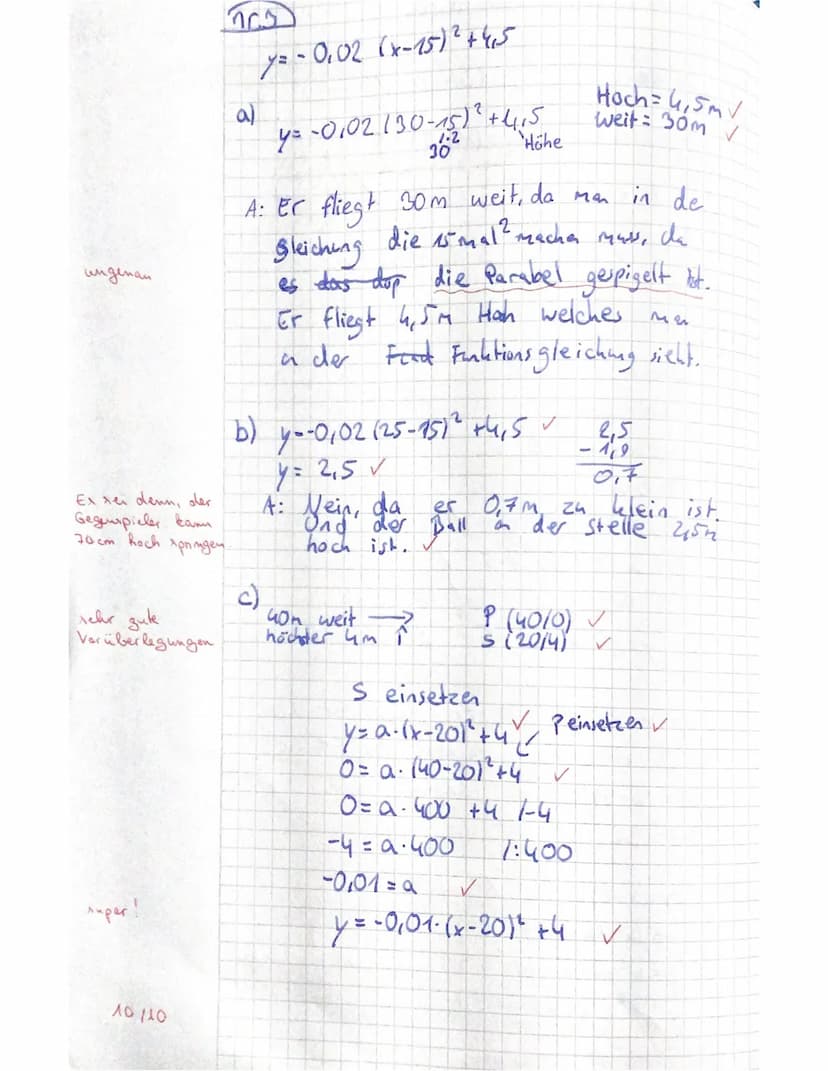 Aufgabe 1: Scheitelpunkt und Funktionsgleichung einer Parabel in Scheitelpunktform
Gib die Koordinaten des Scheitelpunktes an und bestimme d