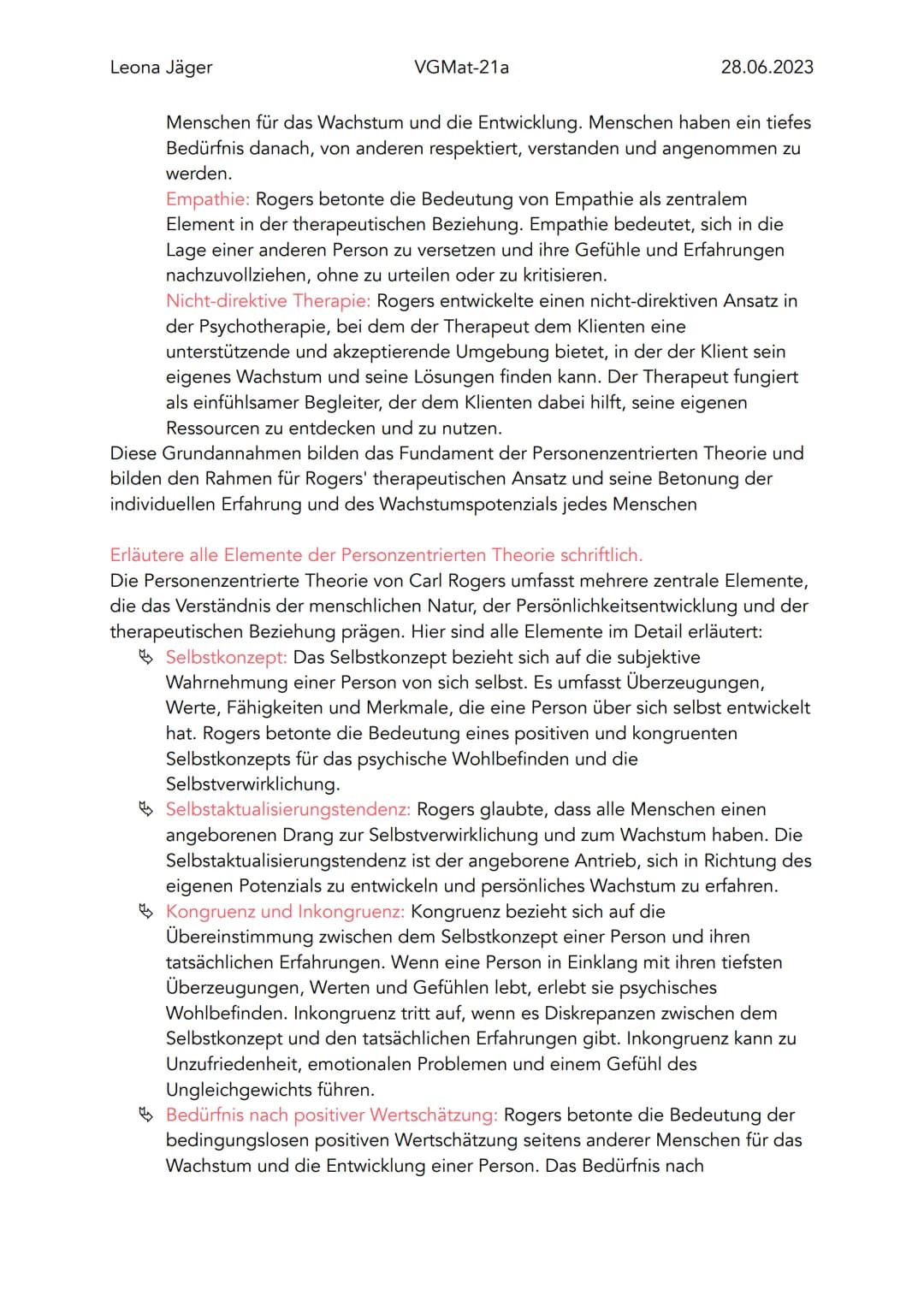 Leona Jäger
VGMat-21a
Personenzentrierte Theorie nach Carl Rogers
Wer war Karl Rogers?
Carl Rogers war ein einflussreicher amerikanischer
Ps