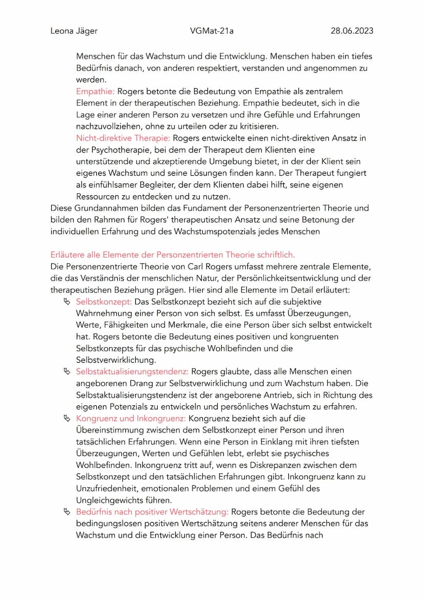 Leona Jäger
VGMat-21a
Personenzentrierte Theorie nach Carl Rogers
Wer war Karl Rogers?
Carl Rogers war ein einflussreicher amerikanischer
Ps