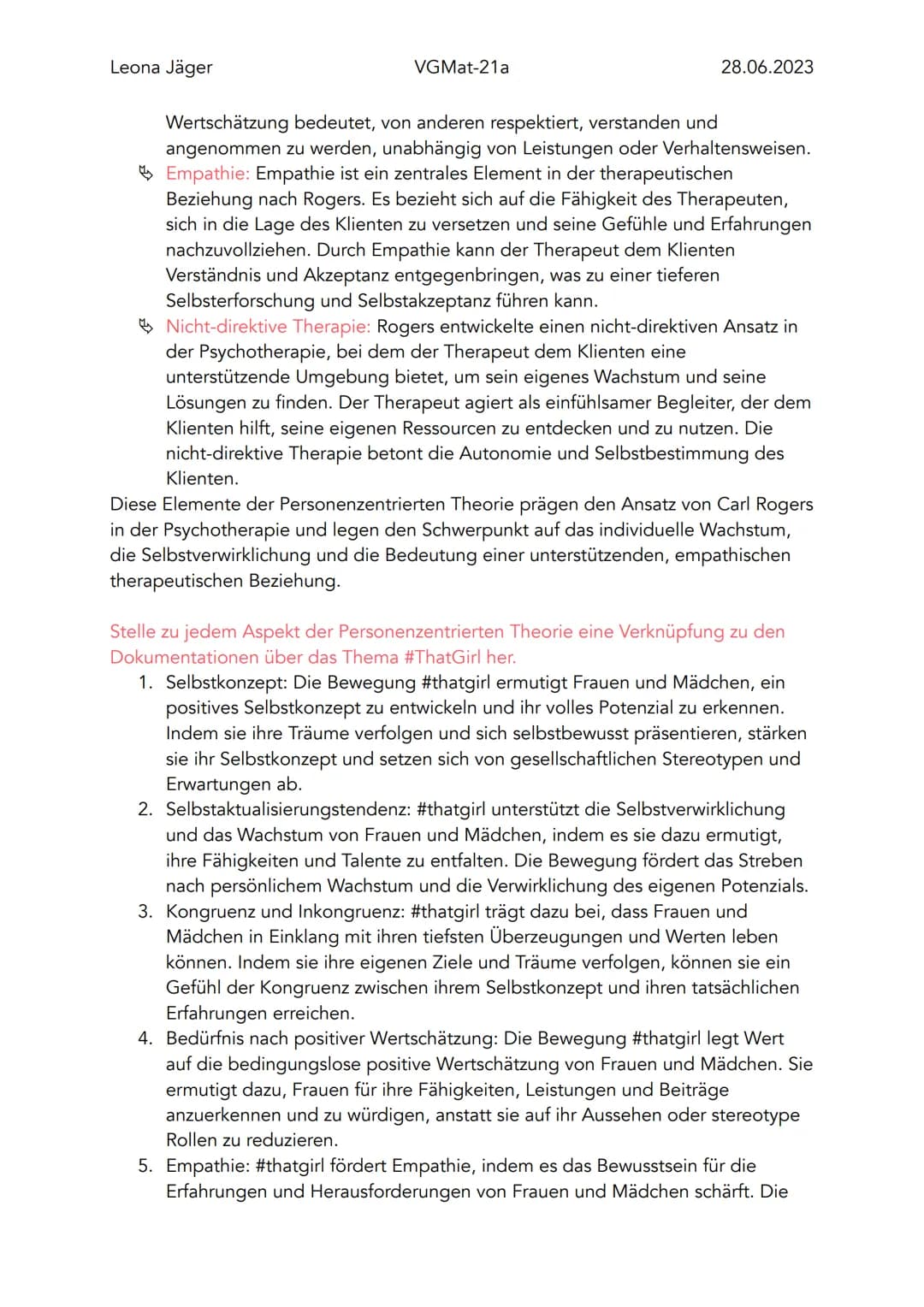 Leona Jäger
VGMat-21a
Personenzentrierte Theorie nach Carl Rogers
Wer war Karl Rogers?
Carl Rogers war ein einflussreicher amerikanischer
Ps