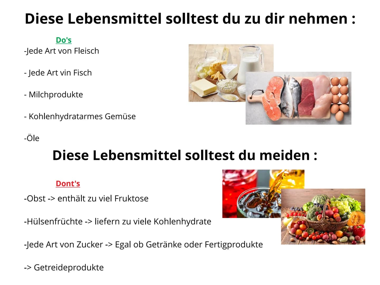 Keto
diet Gliederung
Seite 1.: Was versteht man unter
Ketogener Diät
Seite 2. Lebensmittel do's und dont's
Seite 3. Verstoffwechslung
Seite 