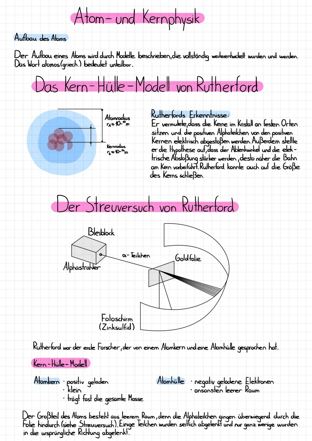Rutherford: Streuversuch und Kern-Hülle-Modell