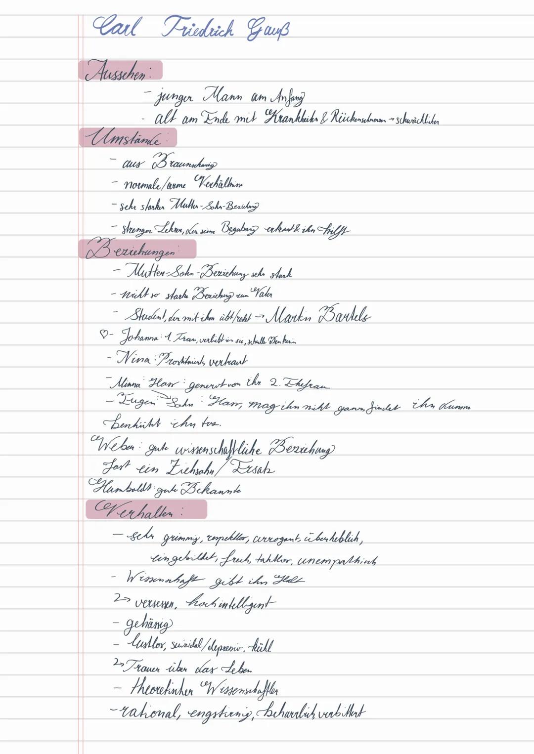 Charaktere & Eigenschaften
Fugen:
Aussehen
Umstände:
Sohn von
Gauß & Minn
Geschwister
mehrere
studiert Mathematik (mehr oder weniger ge-
zwu