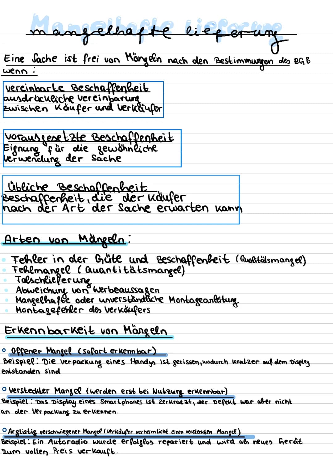 Wirtschaft: Mangelhafte Lieferung