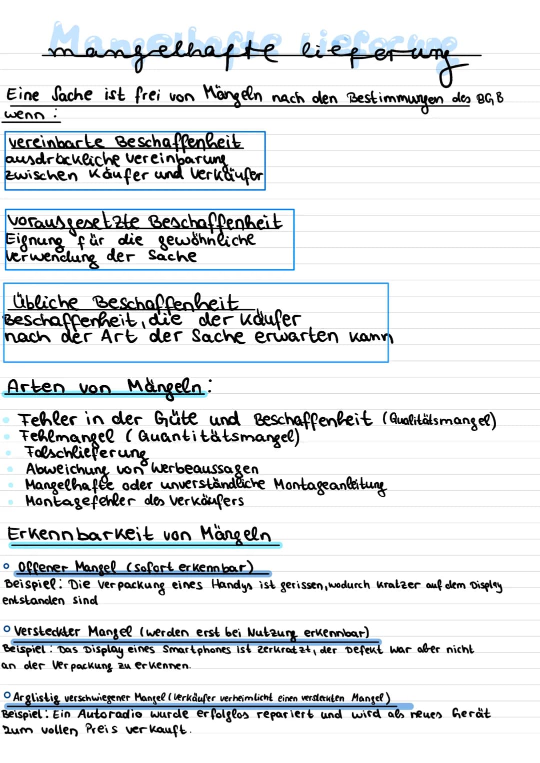 mangelhafte lieferung
Eine Sache ist frei von Mängeln nach den Bestimmungen des BGB
wenn :
vereinbarte Beschaffenheit
ausdrückliche vereinba