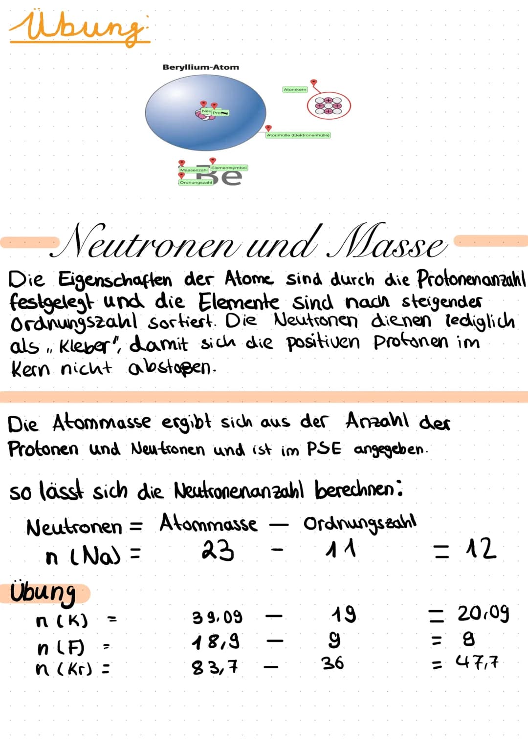 ATOMBAU
Atome sind die Grundbausteine für alle Stoffe
Viele Atome einer Sorte bilden ein Element (2.B. Schwefel, Eisen, Natrium).
Verbindung
