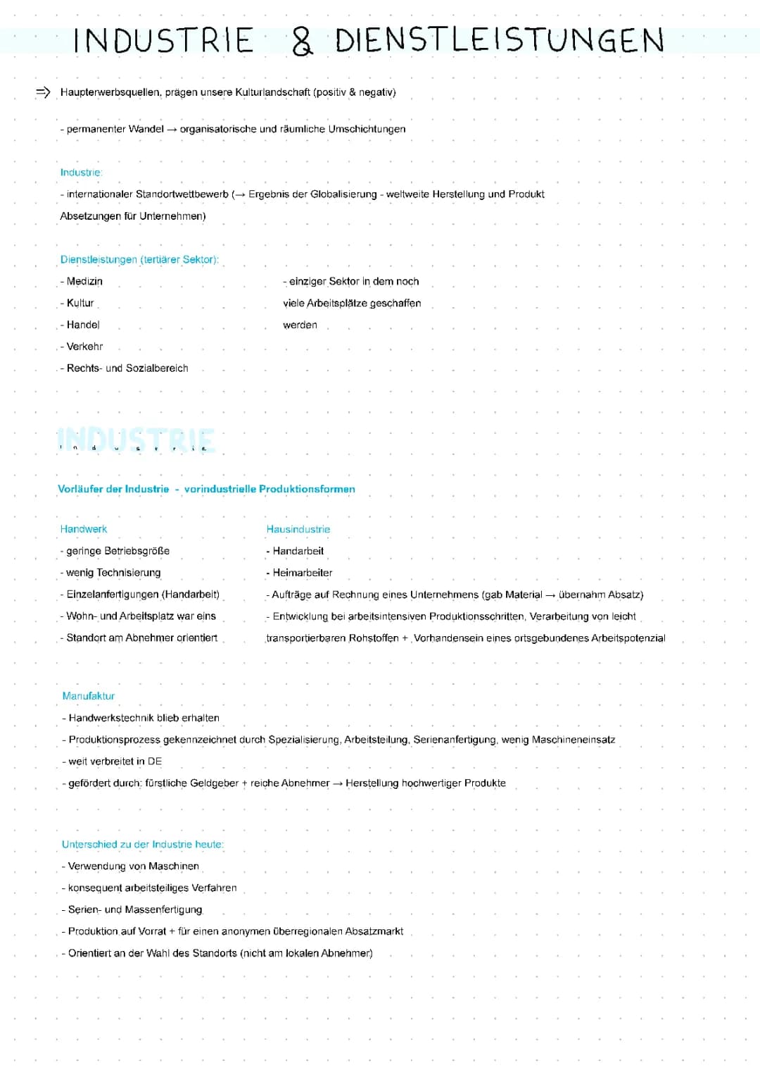 Industrie & Dienstleistungen Lernzettel