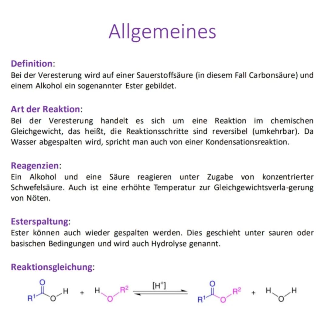 Alles über Veresterung: Mechanismen, Beispiele und Übungen