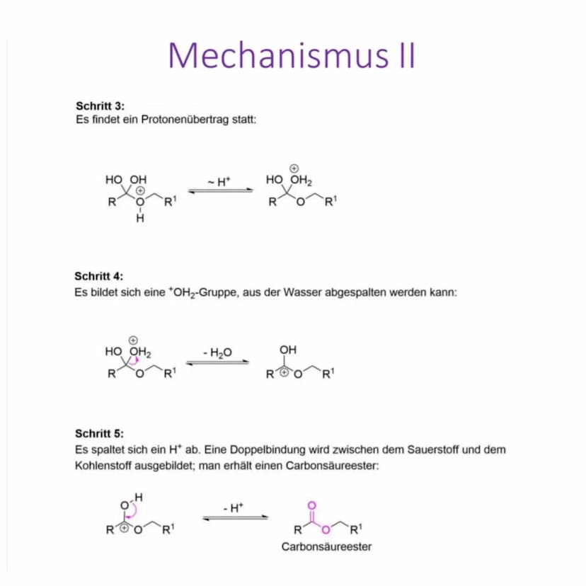 Allgemeines
Definition:
Bei der Veresterung wird auf einer Sauerstoffsäure (in diesem Fall Carbonsäure) und
einem Alkohol ein sogenannter Es