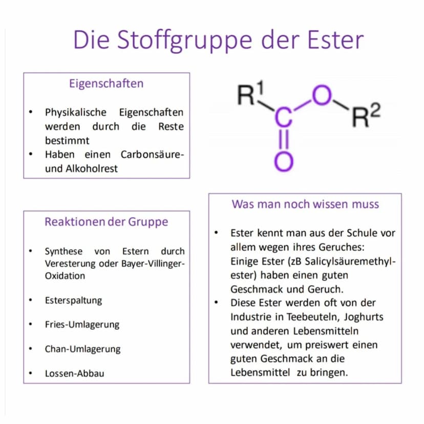 Allgemeines
Definition:
Bei der Veresterung wird auf einer Sauerstoffsäure (in diesem Fall Carbonsäure) und
einem Alkohol ein sogenannter Es