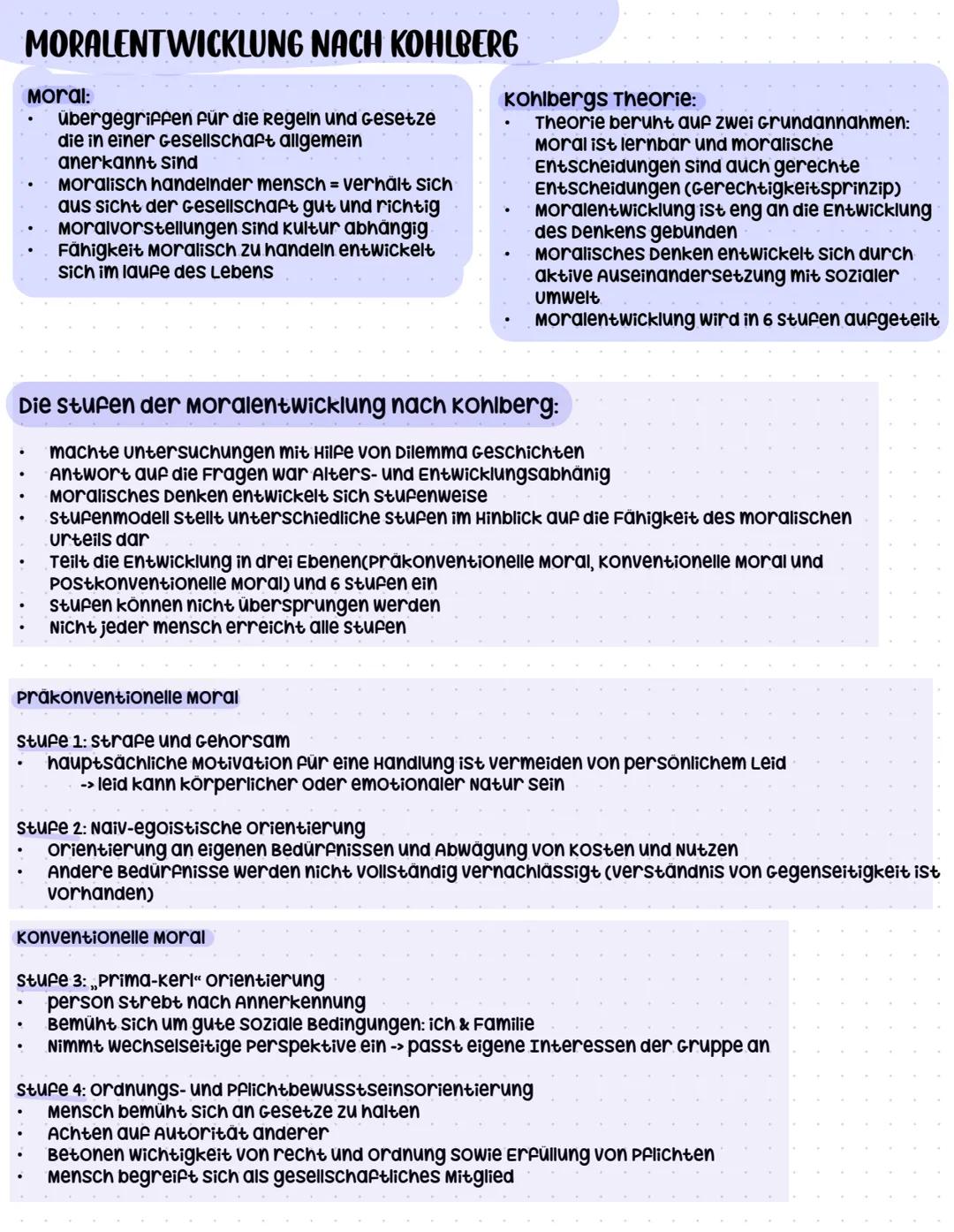 # MORALENTWICKLUNG NACH KOHLBERG

Moral:
- übergegriffen für die regein und Gesetze
- die in einer Gesellschaft allgemein
- anerkannt sind
-