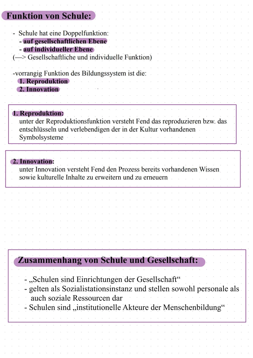 Funktion von Schule
FEND
Inhaltsangabe
- allgemeine Funktion von Schule
- Zusammenhang Schule und Gesellschaft
- Geselschaftliche Ebene
indi