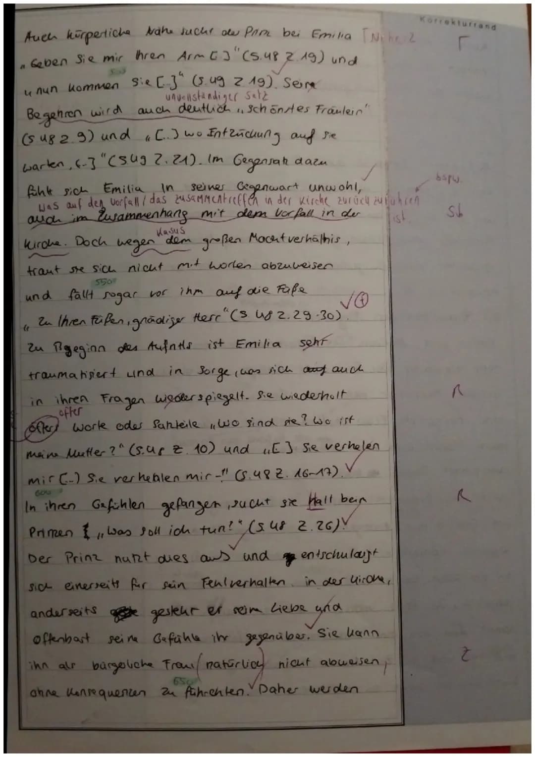 Aufgabe 1:
[30 BE]
Fassen Sie den 3. Aufzug, 5. Auftritt (S. 48–49) aus dem Drama „Emilia Galotti" von G.E.
Lessing zusammen und ordnen Sie 