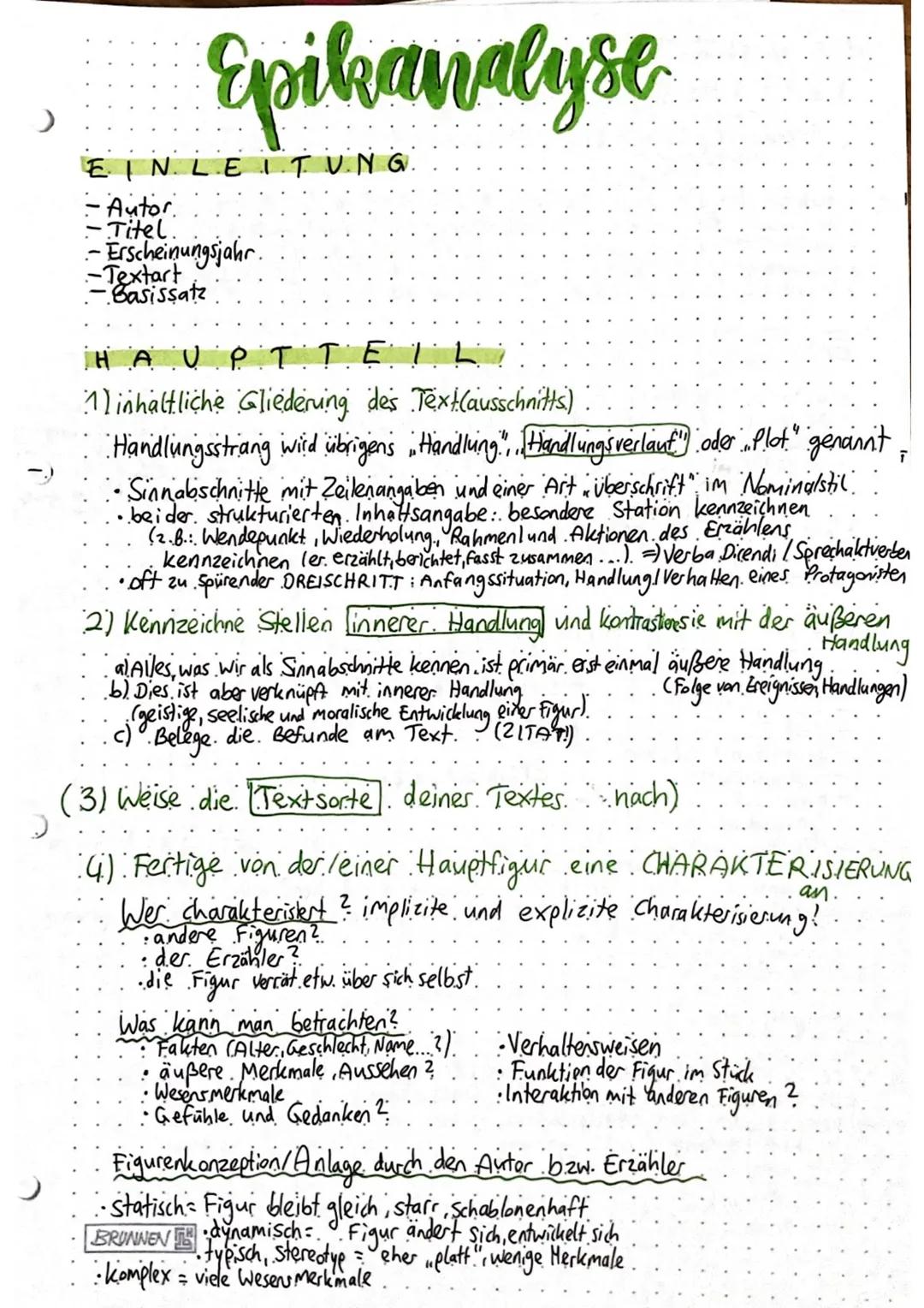 ) 

Epikanalyse

EINLEITUNG.
- Autor
-Titel
-Erscheinungsjahr
-Textart
-Basissatz

HAUPTTEIL

1) inhaltliche Gliedering des Text(ausschnitts