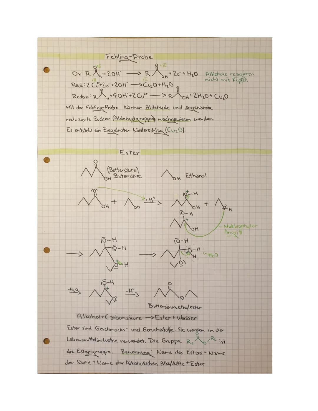 Fehling-Probe
Ox: R & +20H²
-R
Red: 2 Cutze +20H² →> Cu₂O + H₂O
Redox:: R₁+40H+2C₁² —> ROH + 2H₂O + Cu₂0
R.
si
-tho>
Mit der Fehling-Probe k