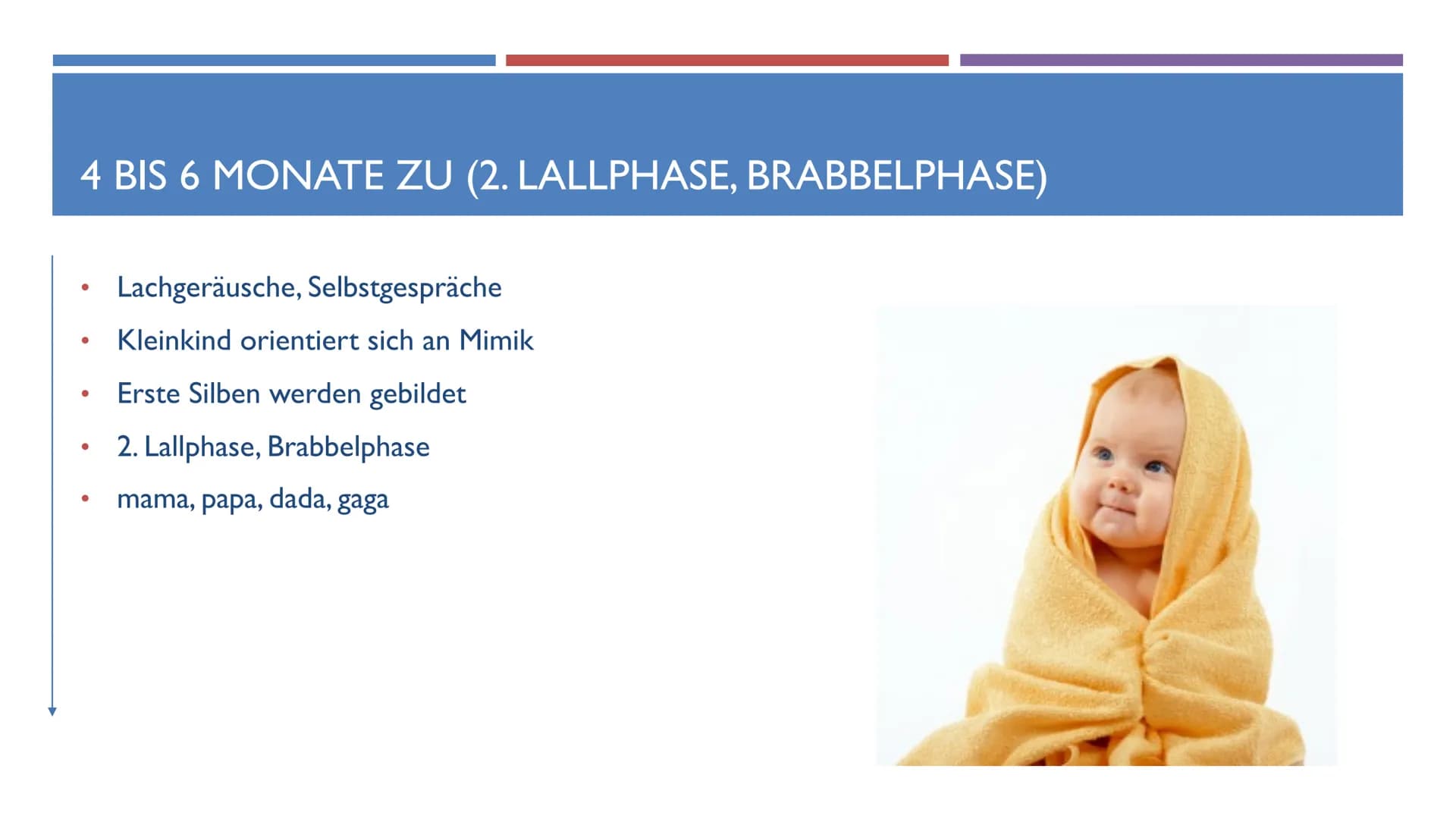 SPRACHENTWICKLUNG VON KLEINKINDERN
DEUTSCH GFS
T
B ●
●
●
GLIEDERUNG
Sprache Definition
Phasen des Erwerbs:
Vor der Geburt
0 bis 3 Monate
4 b