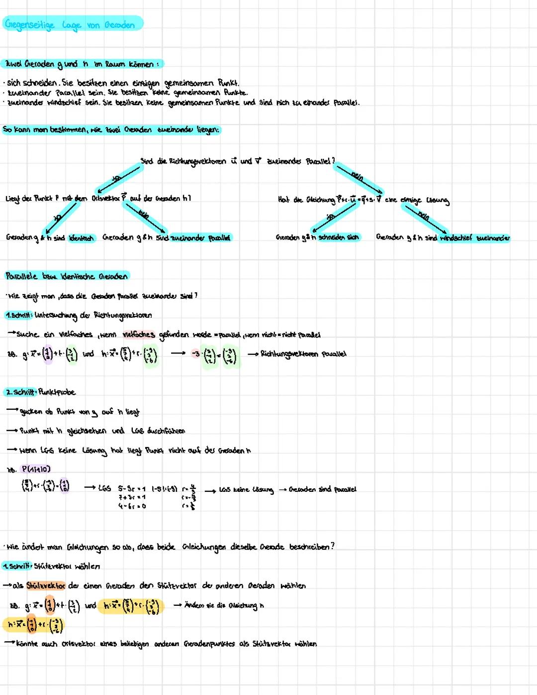 Mathe Gegenseitige Lage vonGeraden