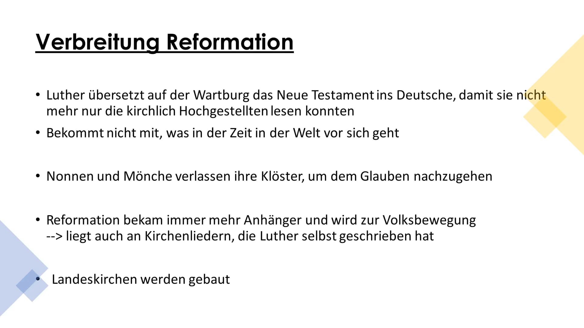 Die Reformation
verändert Deutschland Begriffserklärung & Früher
Reformation:
evangelische Kirche entstand
lateinischen -> Erneuerung
●
• st