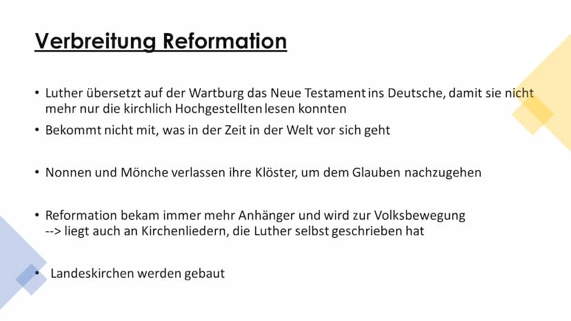 Die Reformation
verändert Deutschland Begriffserklärung & Früher
Reformation:
evangelische Kirche entstand
lateinischen -> Erneuerung
●
• st