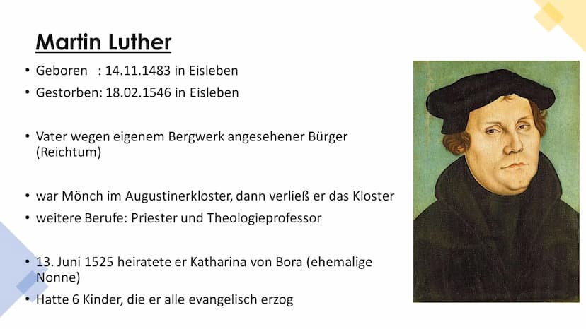 Die Reformation
verändert Deutschland Begriffserklärung & Früher
Reformation:
evangelische Kirche entstand
lateinischen -> Erneuerung
●
• st