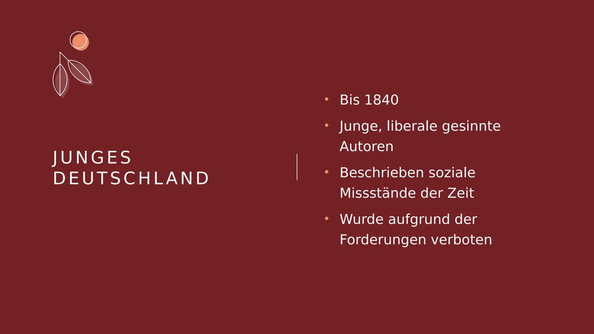 DIE EPOCHE
"VORMÄRZ"
Anna Hilgenfeld GLIEDERUNG
Fakten
Junges Deutschland
Eigentlicher Vormärz
Historischer Hintergrund
Gruppe der Göttinger
