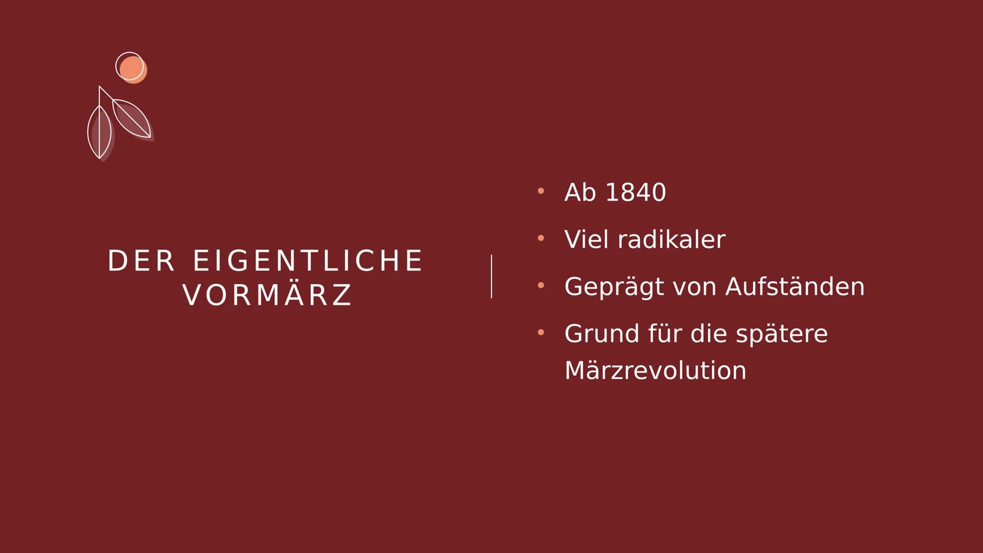 DIE EPOCHE
"VORMÄRZ"
Anna Hilgenfeld GLIEDERUNG
Fakten
Junges Deutschland
Eigentlicher Vormärz
Historischer Hintergrund
Gruppe der Göttinger