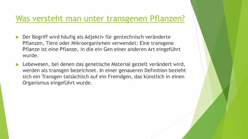 Transgene Pflanzen Gliederung
► Transgene Pflanzen (Grund?, Nutzen?, Ziel?)
Antisense Technik
►Flavr-Savr-Tomate ("Antimatsch-Tomate")
► Agr