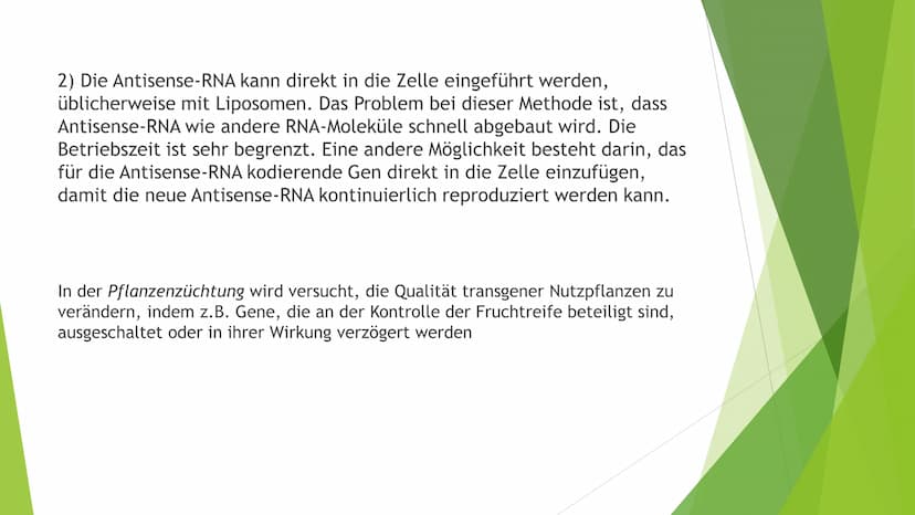 Transgene Pflanzen Gliederung
► Transgene Pflanzen (Grund?, Nutzen?, Ziel?)
Antisense Technik
►Flavr-Savr-Tomate ("Antimatsch-Tomate")
► Agr