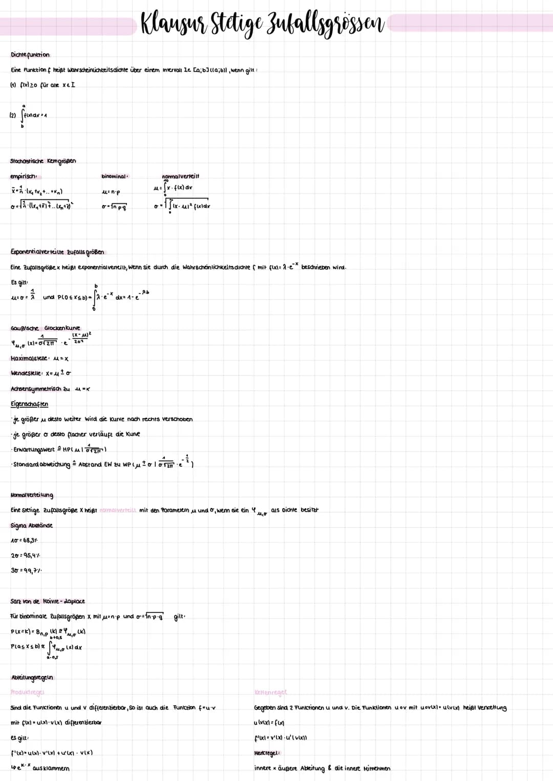 <h2 id="dichtefunktion">Dichtefunktion</h2>
<p>Eine Funktion f heißt Wahrscheinlichkeitsdichte über einem Intervall [a, b], wenn gilt:<br />