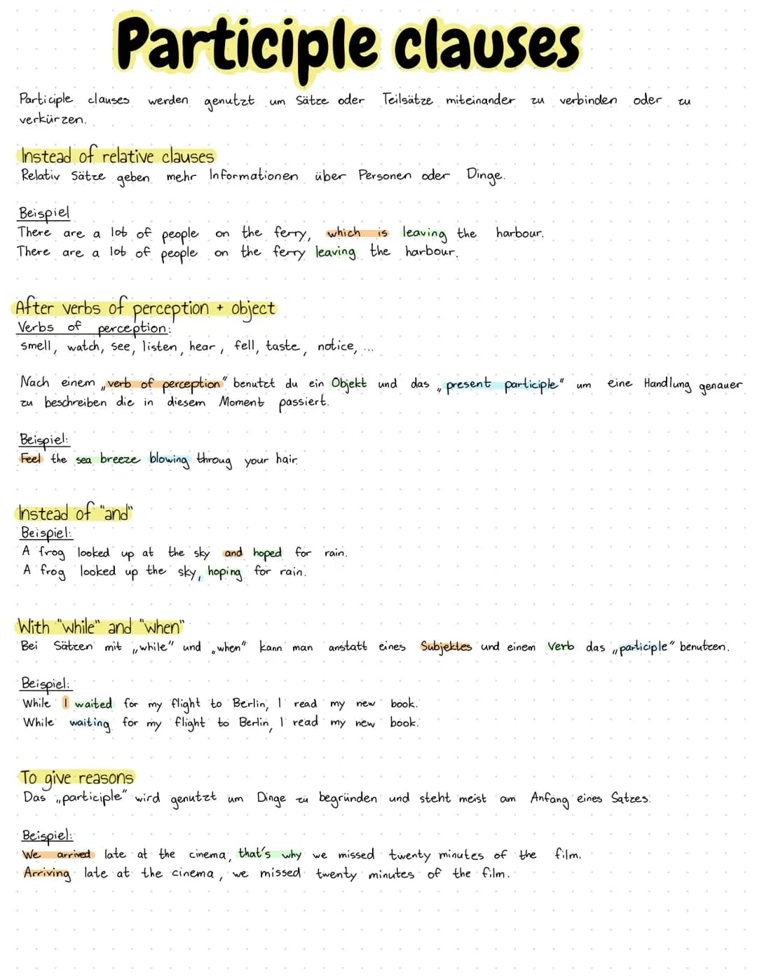 Participle clauses