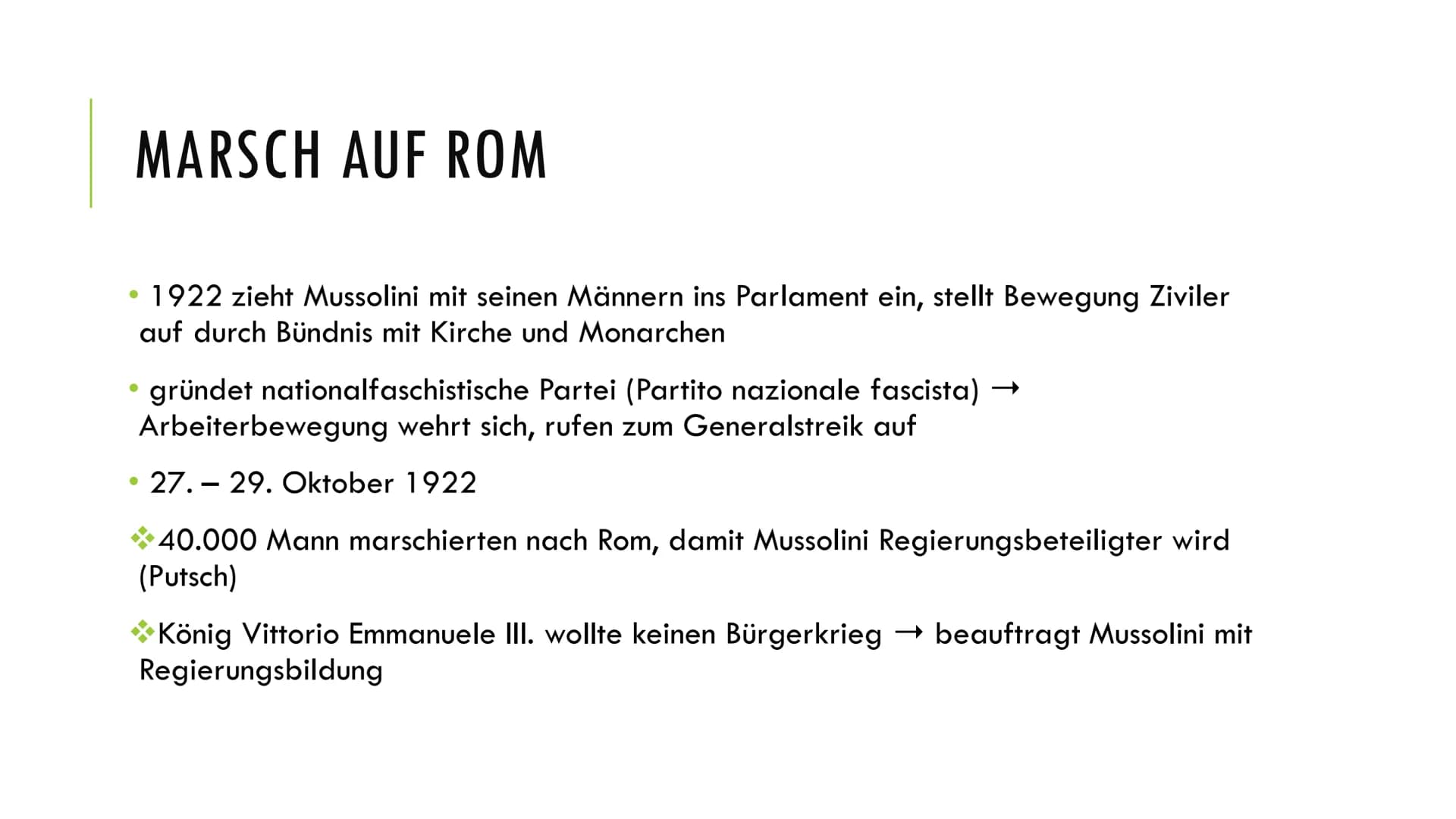 1. Definition
-
Faschismus in Italien
Ein Vortrag von Thekla Moseliani und Simon Hartwich
-
politische Bewegung unter Führung von Benito Mus