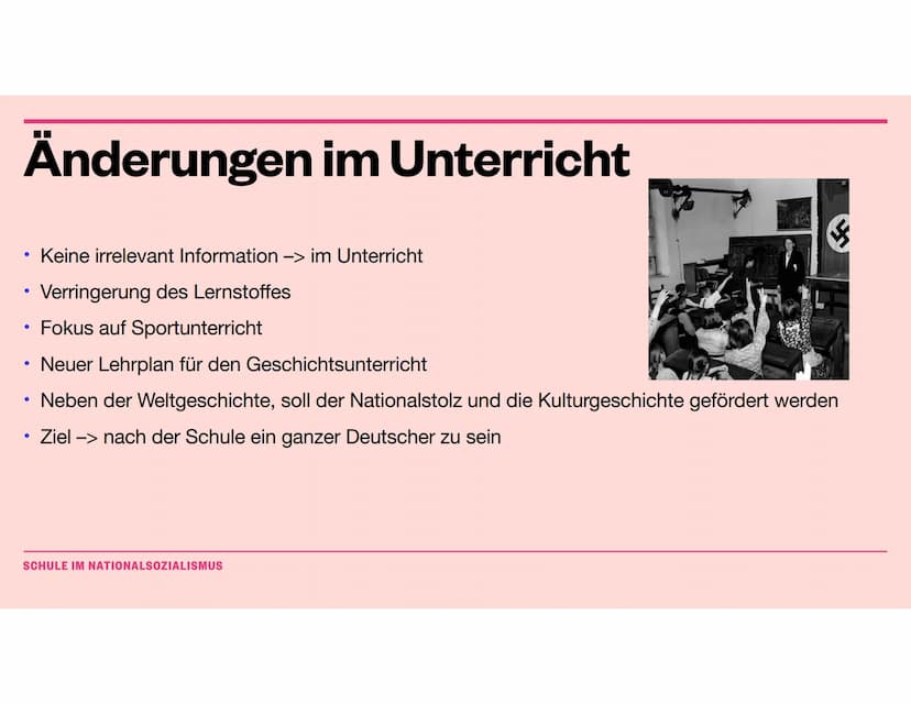 Pädagogik
Schule im Nationalsozialismus Gliederung
• Wie sah der Unterricht vor der NS-Zeit aus
Hitlers Äußerungen zum Unterricht -> im allg