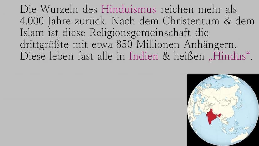 Hinduismus
30
„Wahres Glück besteht darin, andere
Menschen glücklich zu machen." Die Wurzeln des Hinduismus reichen mehr als
4.000 Jahre zur