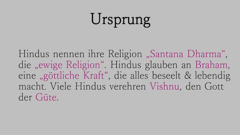 Hinduismus
30
„Wahres Glück besteht darin, andere
Menschen glücklich zu machen." Die Wurzeln des Hinduismus reichen mehr als
4.000 Jahre zur