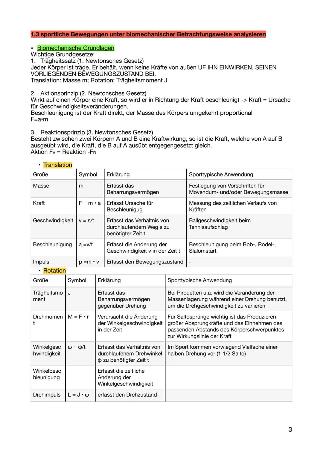 1. Wissen zur Realisierung des eigenen sportlichen Handelns
1.1 sportartenspezifische Grundlagen der unterrichteten Inhaltsbereiche nennen u