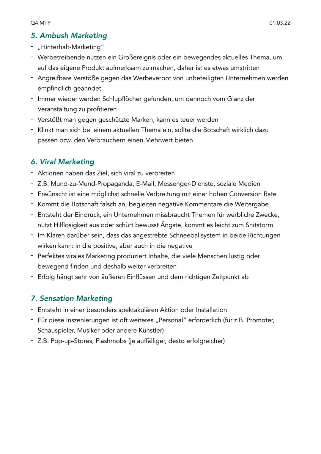 Q4 MTP
Q4 Klausur Marketing
1. Was ist Marketing?
Einfachste Definition ist das unternehmerische Handeln, das sich am Markt orientiert
Im Vo