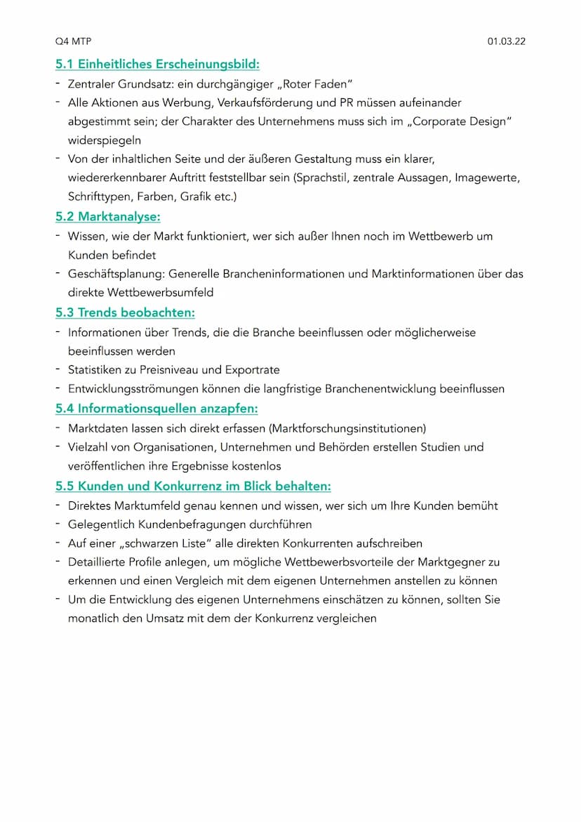 Q4 MTP
Q4 Klausur Marketing
1. Was ist Marketing?
Einfachste Definition ist das unternehmerische Handeln, das sich am Markt orientiert
Im Vo