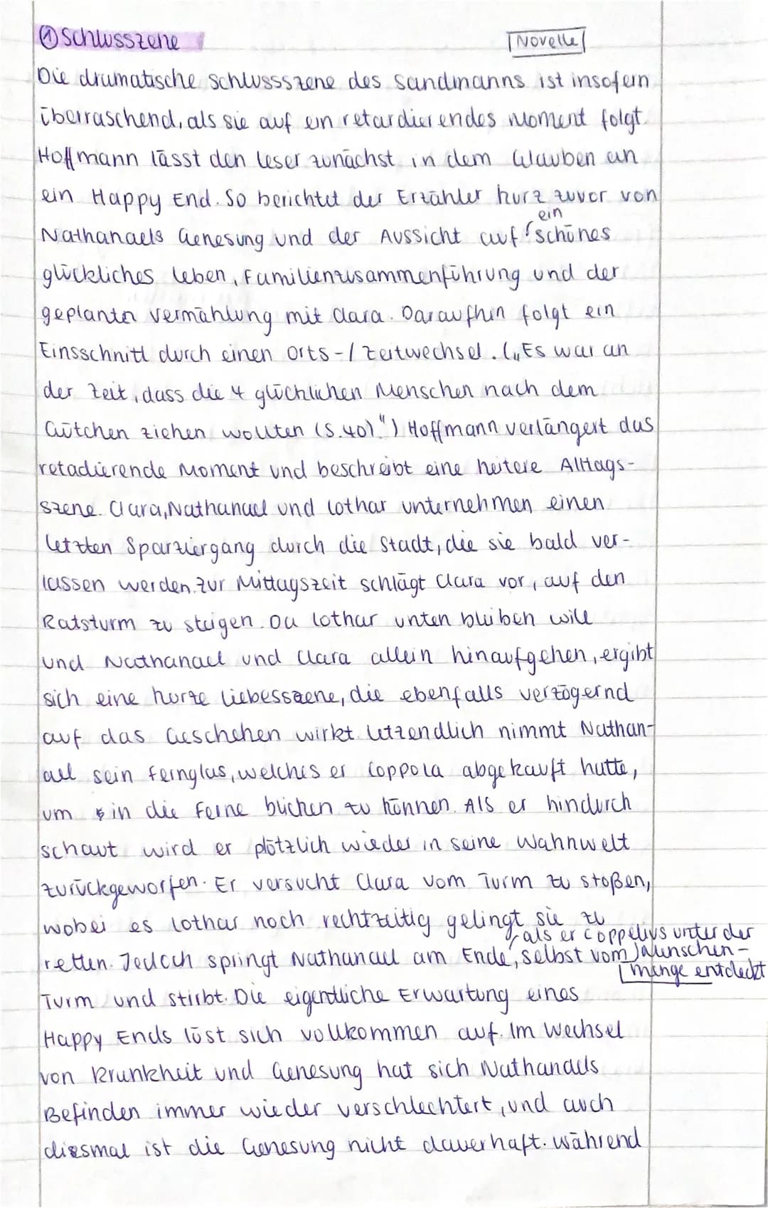 Schlusszene
Novelle
ein
Die drumatische Schlussszene des sandmanns ist insofern.
überraschend, als sie auf ein retardierendes moment folgt.
