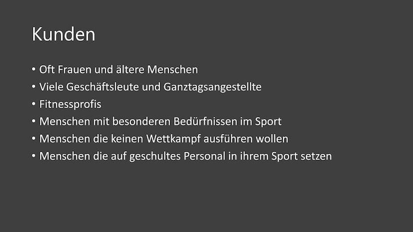 Sport
Unorganisierter
Kommerzieller
Sport
und
次
方
网
《出污
文大上呀
户户 Inhaltsverzeichnis
Kommerzieller Sport
• Definition
●
• Kunden
●
●
Die Versc