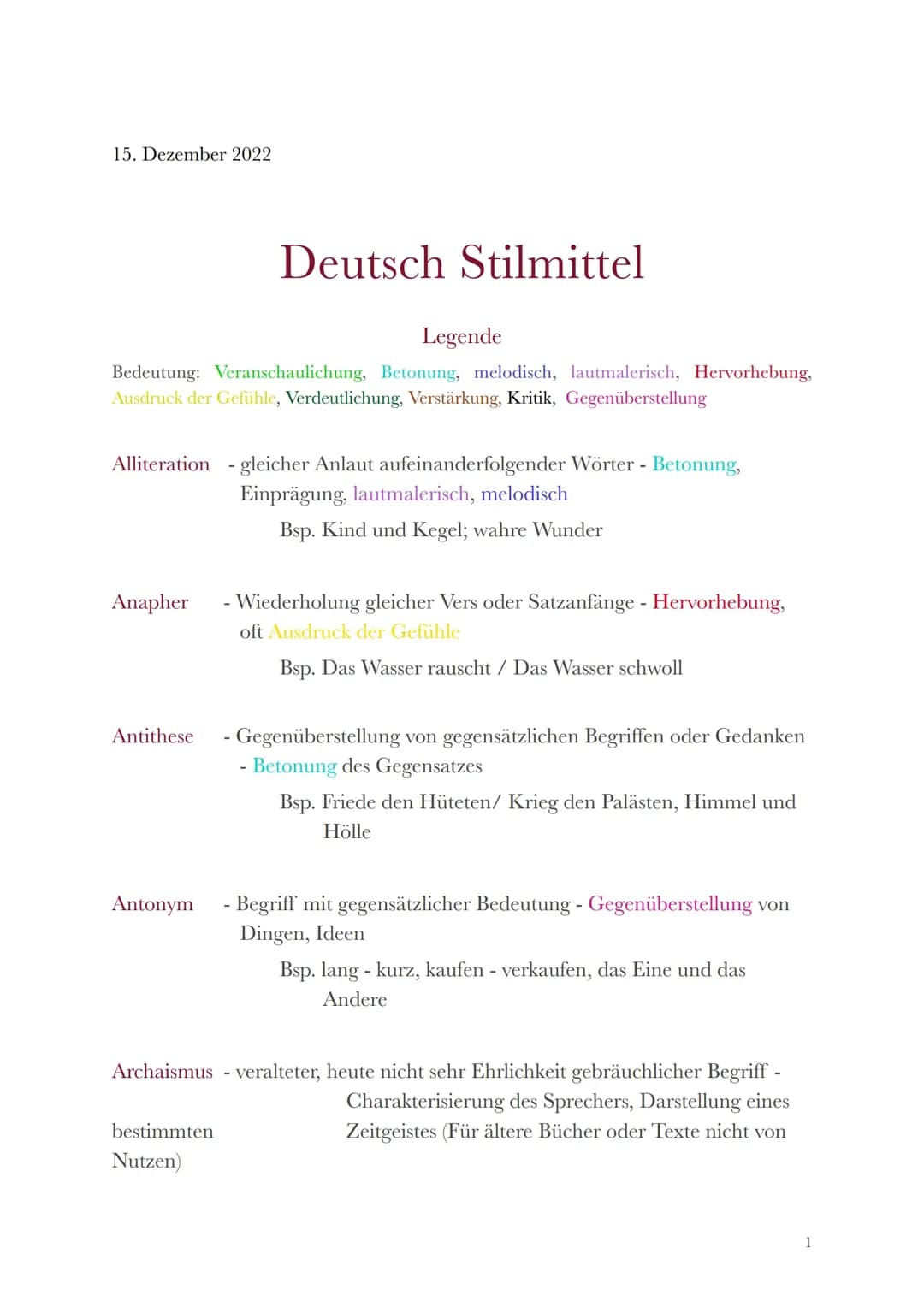 Stilmittel Deutsch