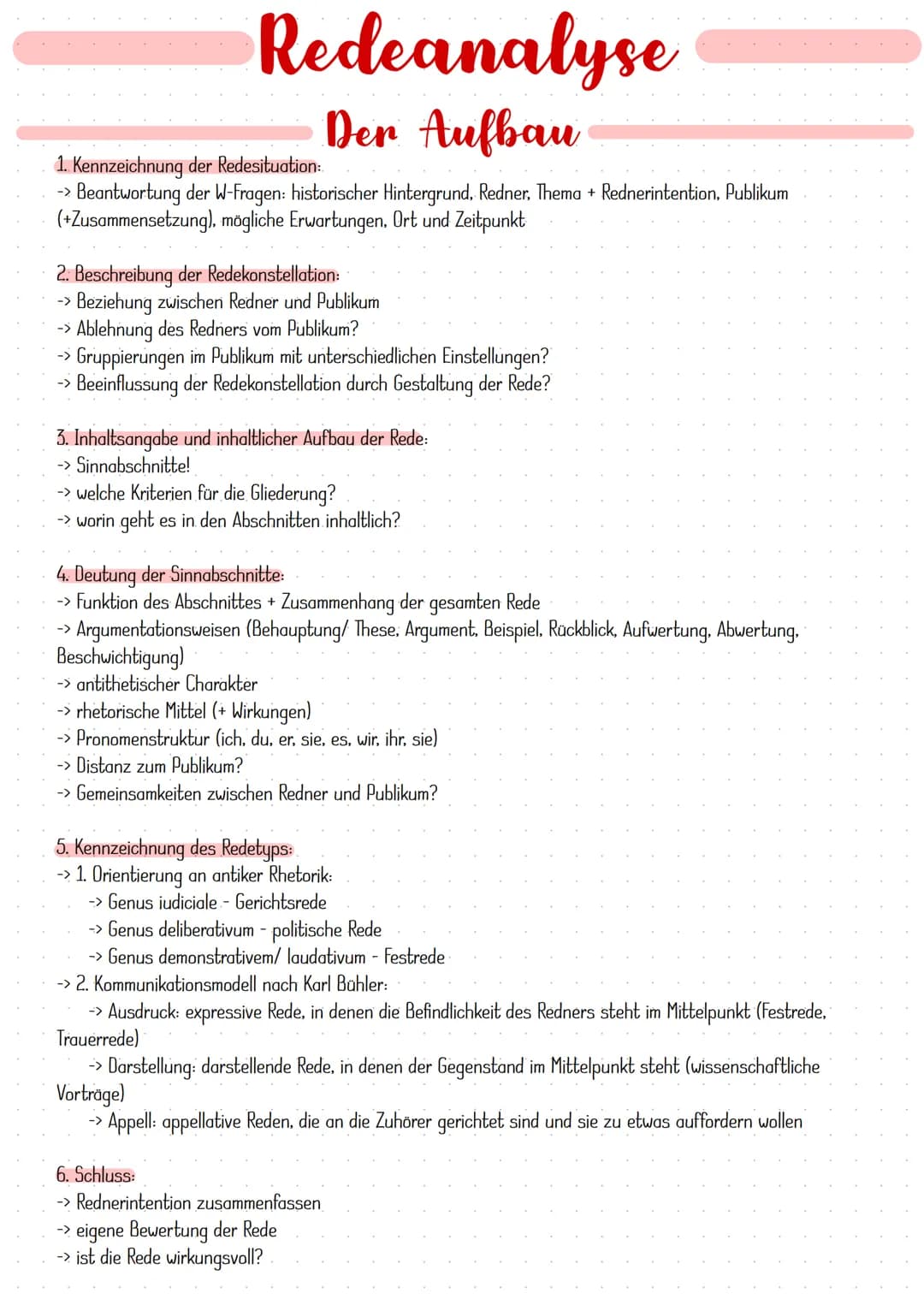 Redeanalyse
Der Aufbau
1. Kennzeichnung der Redesituation:
-> Beantwortung der W-Fragen: historischer Hintergrund, Redner, Thema + Rednerint