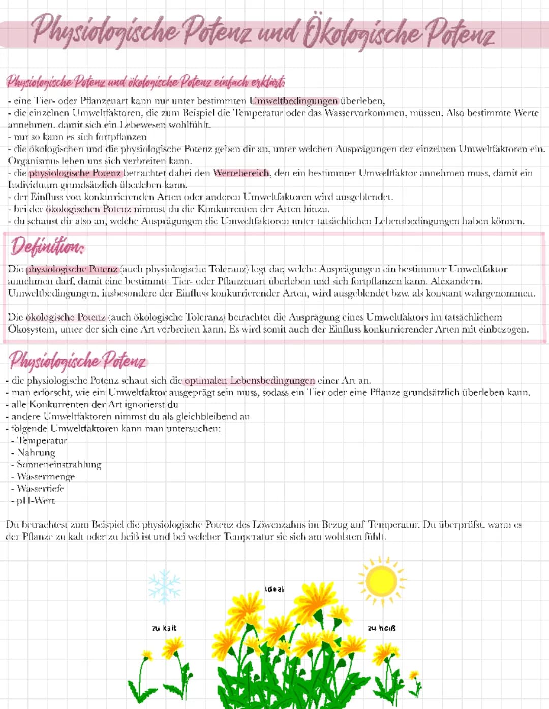 Physiologische- und Ökologische Potenz 